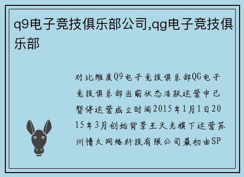 q9电子竞技俱乐部公司,qg电子竞技俱乐部